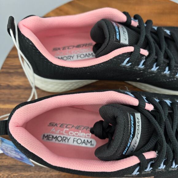 Skechers Shoes Women's 9 Black Lite Foam lace Up Athletic Walking Sneakers - Picture 7 of 8